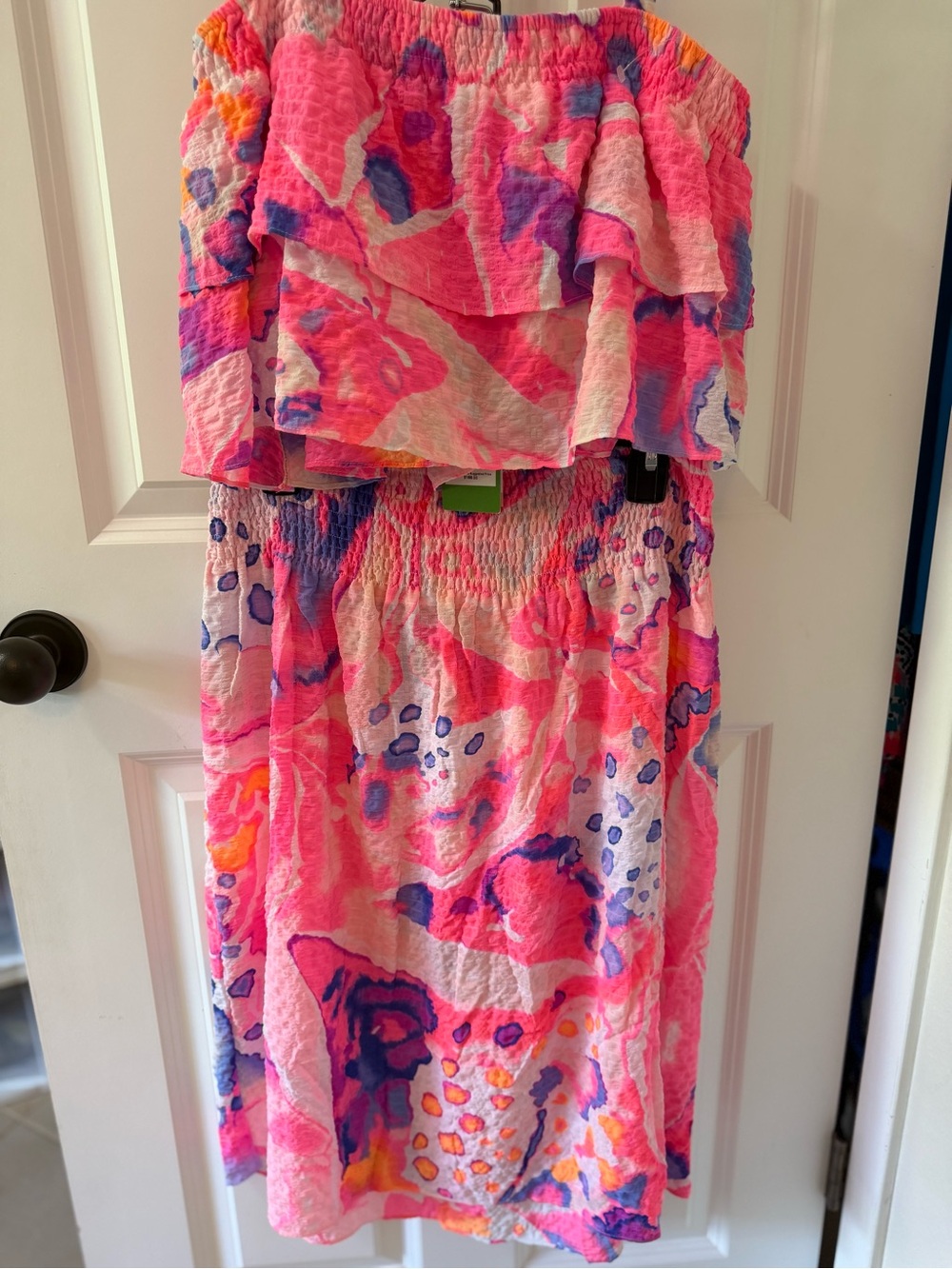 Lilly Pulitzer Pink Multi-Color Off-Shoulder Ruffle Dress